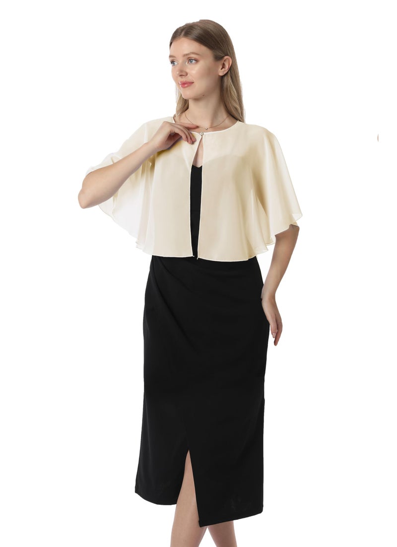 Hotshawl Chiffon Capelet Women's Soft capes Shawls and Wraps for Evening Dress Wedding Cape Cover Up (Pale Champagne) - Image 2